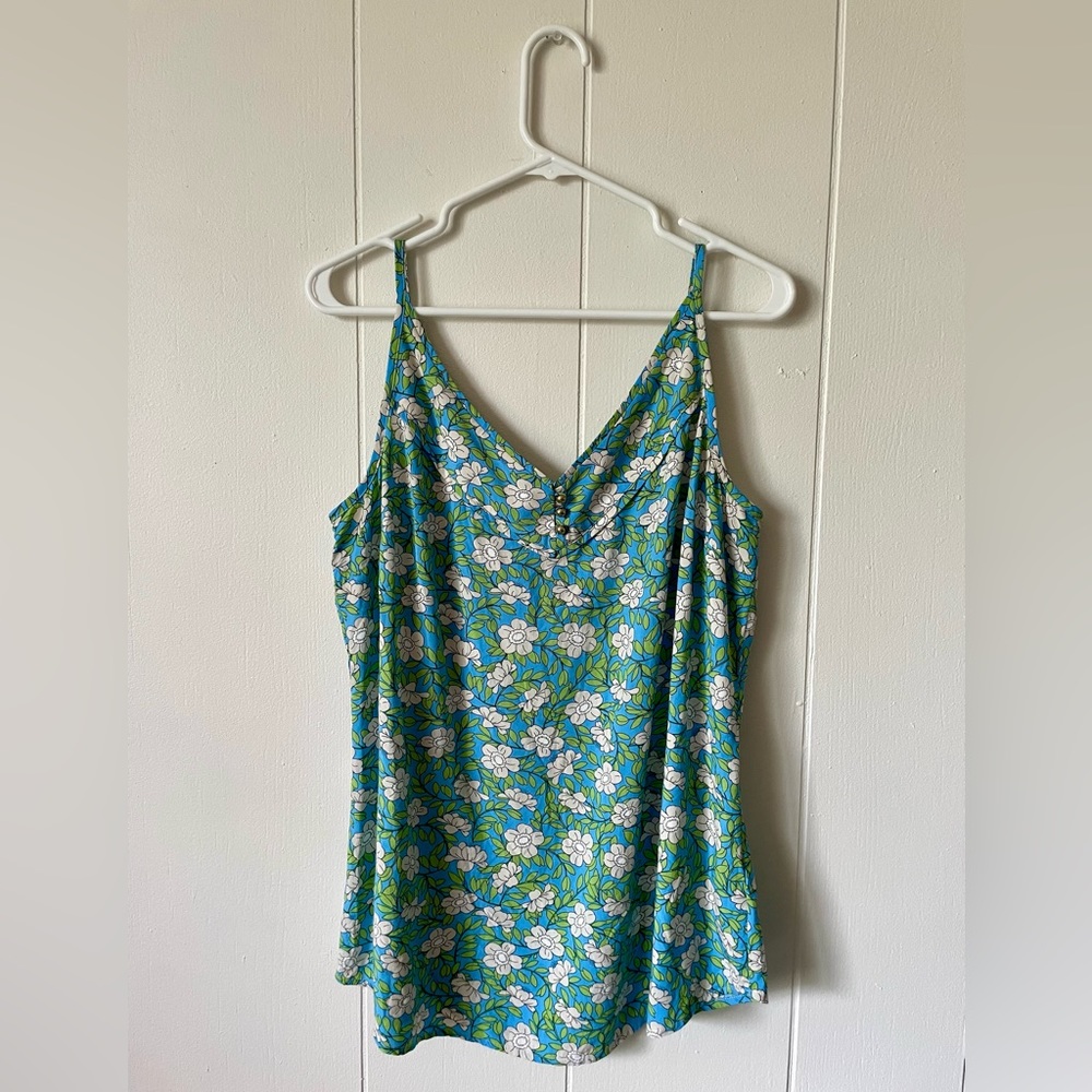 Cabi Floral Print Adjustable Straps Tank Top Blouse